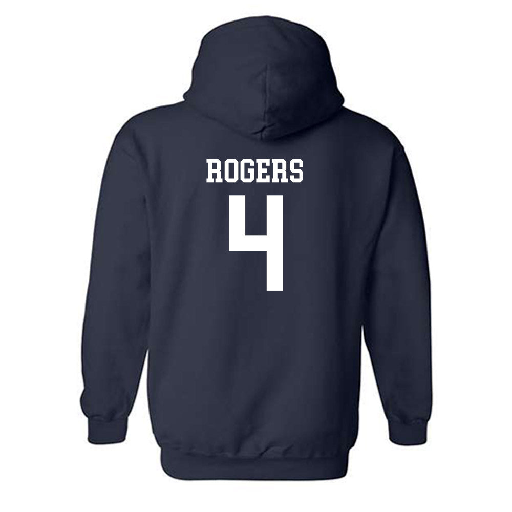 SMU - NCAA Football : Jahari Rogers - Navy Classic Shersey Hooded Sweatshirt
