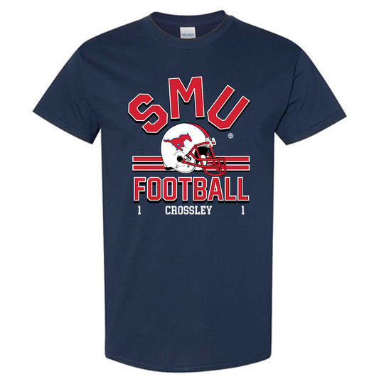 SMU - NCAA Football : Brandon Crossley - Navy Classic Fashion Shersey Short Sleeve T-Shirt