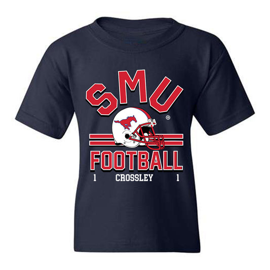 SMU - NCAA Football : Brandon Crossley - Navy Classic Fashion Shersey Youth T-Shirt