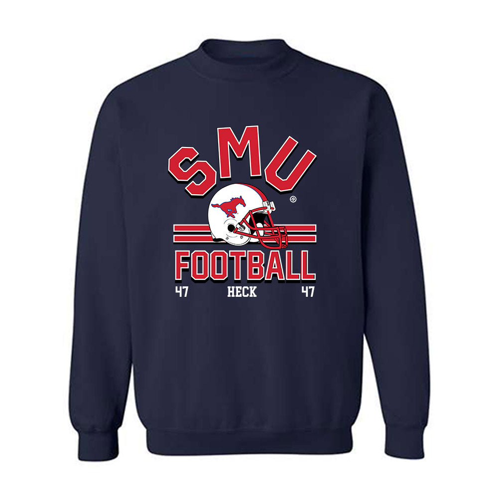 SMU - NCAA Football : Nic Heck - Navy Classic Fashion Shersey Sweatshirt