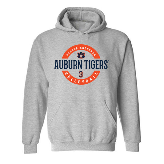Auburn - NCAA Women's Volleyball : Akasha Anderson - Grey Classic Fashion Shersey Hooded Sweatshirt
