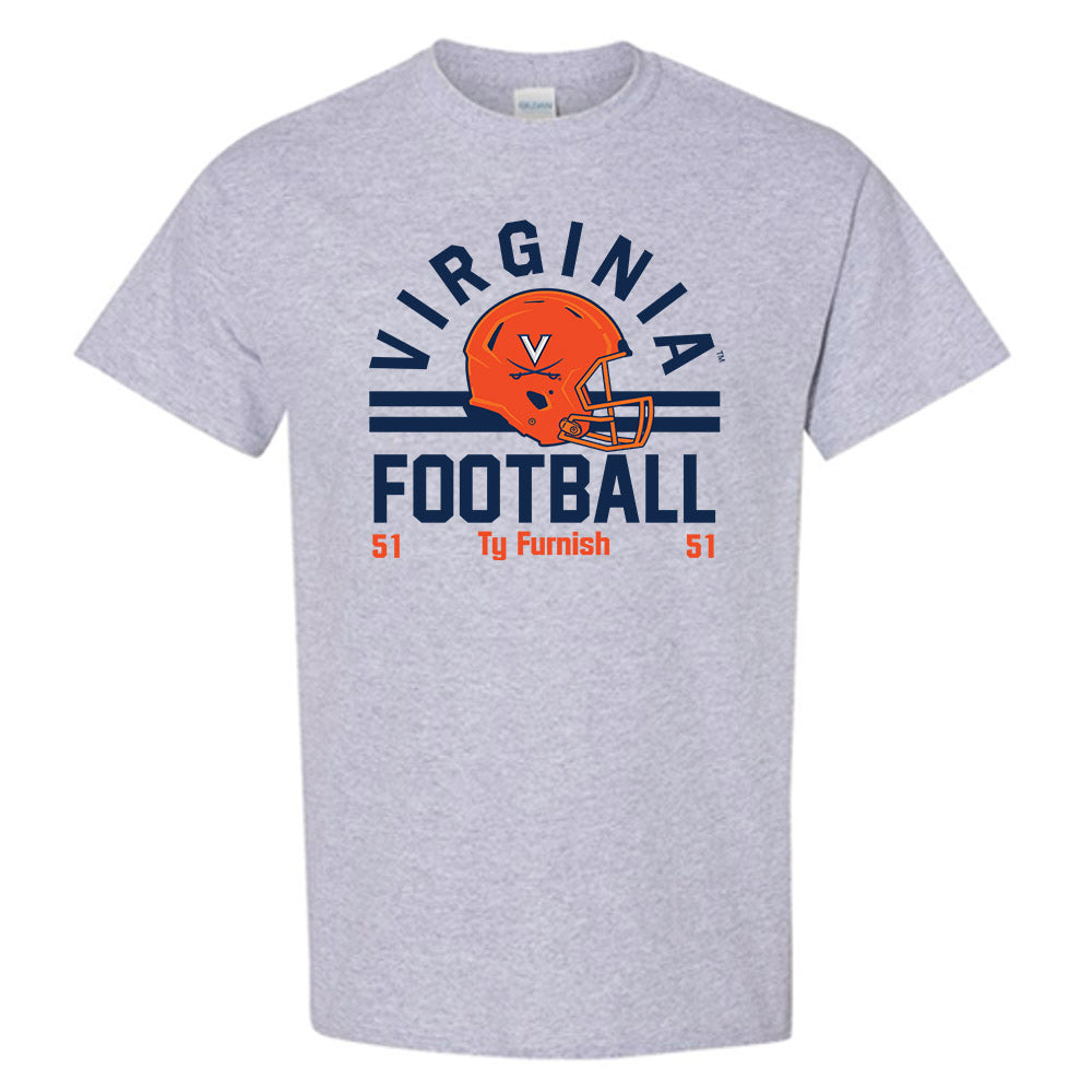 Virginia - NCAA Football : Ty Furnish - Grey Classic Fashion Shersey Short Sleeve T-Shirt