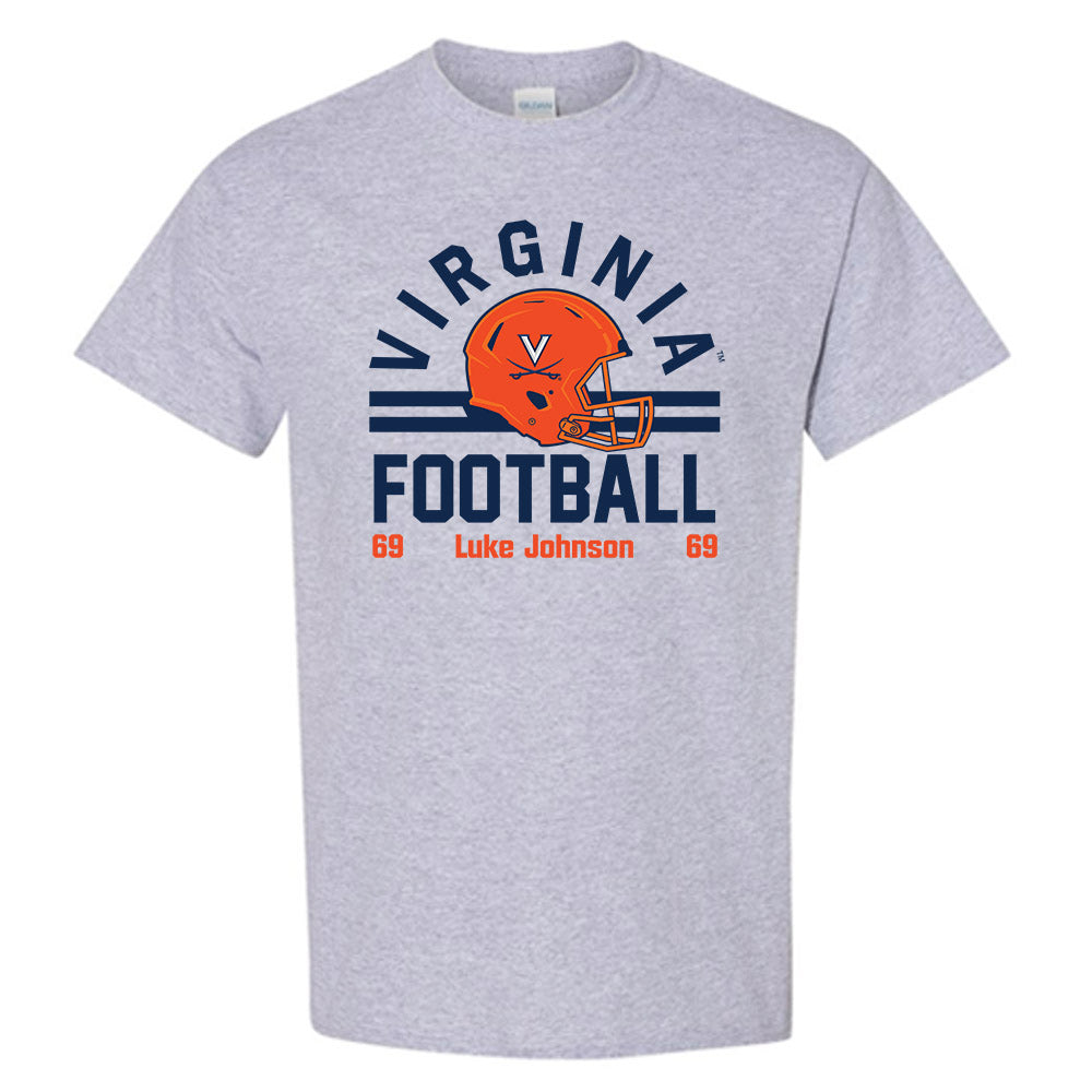 Virginia - NCAA Football : Luke Johnson - Grey Classic Fashion Shersey Short Sleeve T-Shirt