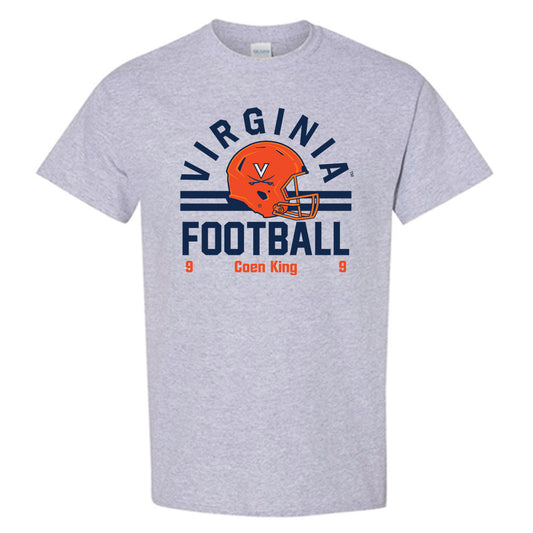 Virginia - NCAA Football : Coen King - Grey Classic Fashion Shersey Short Sleeve T-Shirt