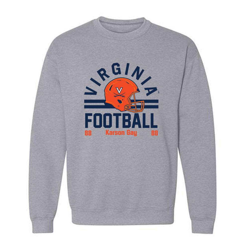 Virginia - NCAA Football : Karson Gay - Grey Classic Fashion Shersey Sweatshirt