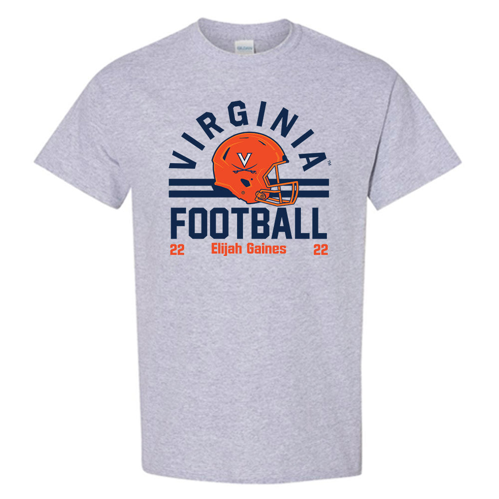 Virginia - NCAA Football : Elijah Gaines - Grey Classic Fashion Shersey Short Sleeve T-Shirt