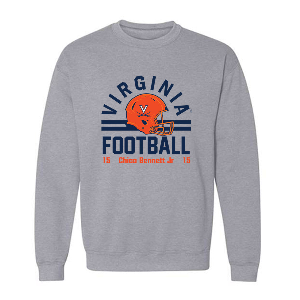 Virginia - NCAA Football : Chico Bennett Jr - Grey Classic Fashion Shersey Sweatshirt