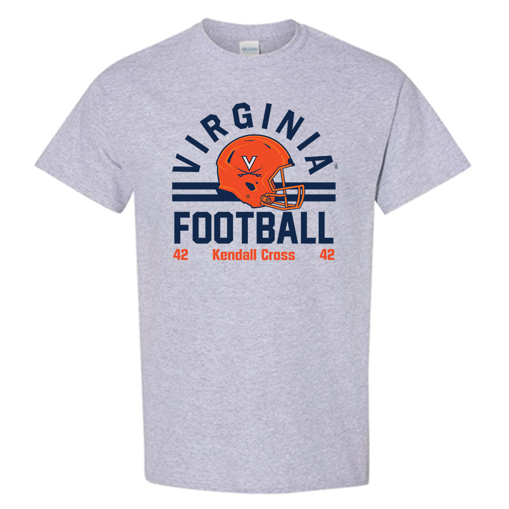 Virginia - NCAA Football : Kendall Cross - Grey Classic Fashion Shersey Short Sleeve T-Shirt