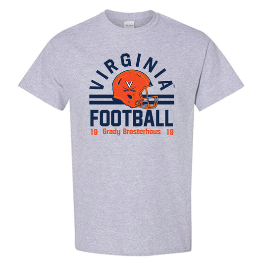 Virginia - NCAA Football : Grady Brosterhous - Grey Classic Fashion Shersey Short Sleeve T-Shirt