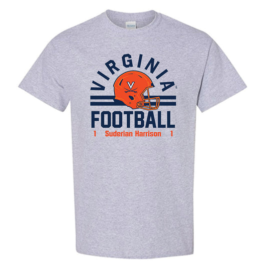 Virginia - NCAA Football : Suderian Harrison - Grey Classic Fashion Shersey Short Sleeve T-Shirt