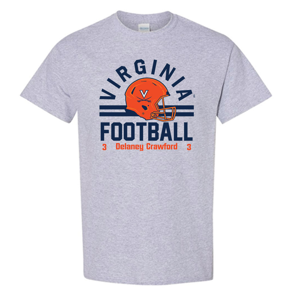 Virginia - NCAA Football : Delaney Crawford - Grey Classic Fashion Shersey Short Sleeve T-Shirt