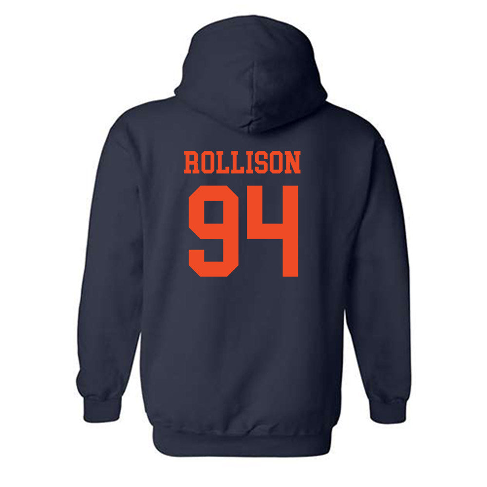 Virginia - NCAA Football : Hayden Rollison - Navy Classic Shersey Hooded Sweatshirt