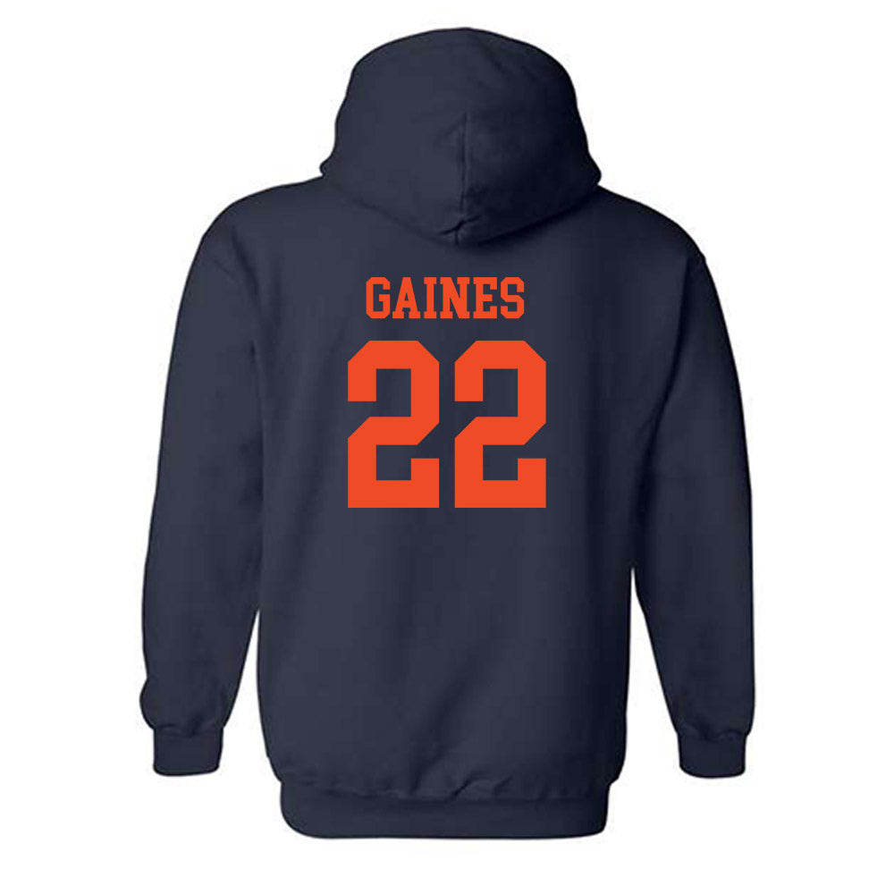 Virginia - NCAA Football : Elijah Gaines - Navy Classic Shersey Hooded Sweatshirt