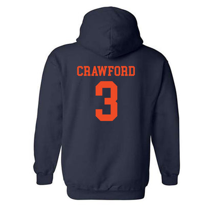 Virginia - NCAA Football : Delaney Crawford - Navy Classic Shersey Hooded Sweatshirt