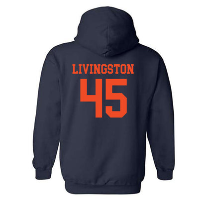 Virginia - NCAA Football : Aidan Livingston - Navy Classic Shersey Hooded Sweatshirt