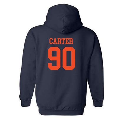 Virginia - NCAA Football : Jahmeer Carter - Navy Classic Shersey Hooded Sweatshirt