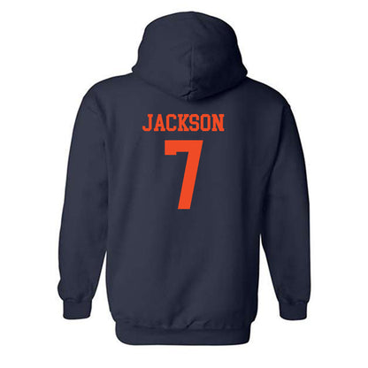 Virginia - NCAA Football : James Jackson - Navy Classic Shersey Hooded Sweatshirt