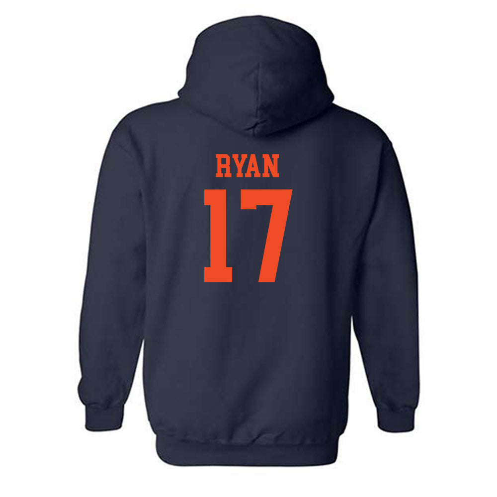 Virginia - NCAA Football : Aidan Ryan - Navy Classic Shersey Hooded Sweatshirt