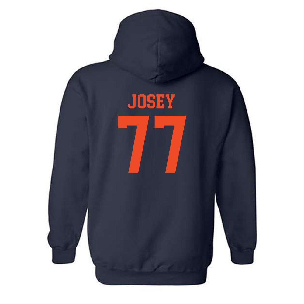 Virginia - NCAA Football : Noah Josey - Navy Classic Shersey Hooded Sweatshirt