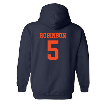 Virginia - NCAA Football : Kamren Robinson - Navy Classic Shersey Hooded Sweatshirt