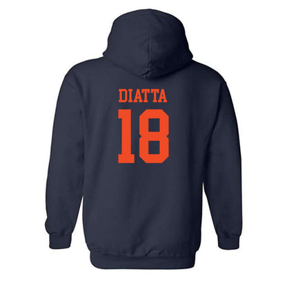 Virginia - NCAA Football : Michael Diatta - Navy Classic Shersey Hooded Sweatshirt