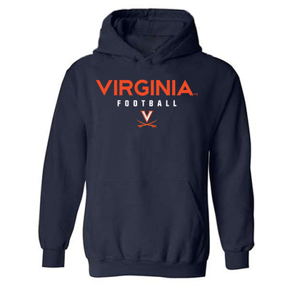 Virginia - NCAA Football : Terell Jones - Navy Classic Shersey Hooded Sweatshirt
