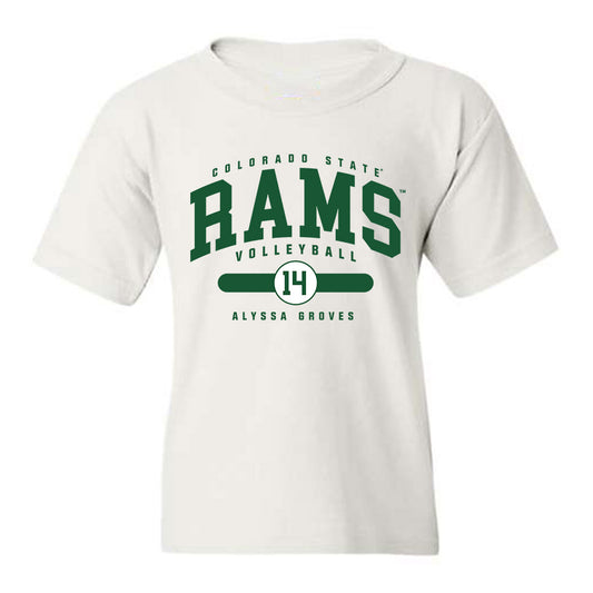 Colorado State - NCAA Women's Volleyball : Alyssa Groves - White Classic Fashion Shersey Youth T-Shirt