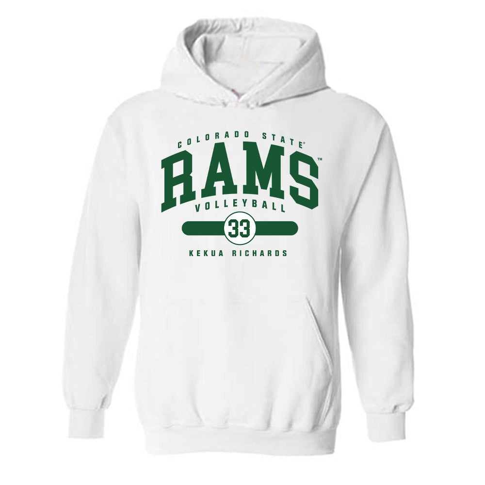 Colorado State - NCAA Women's Volleyball : Kekua Richards - White Classic Fashion Shersey Hooded Sweatshirt