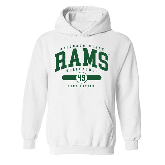 Colorado State - NCAA Women's Volleyball : Ruby Kayser - White Classic Fashion Shersey Hooded Sweatshirt