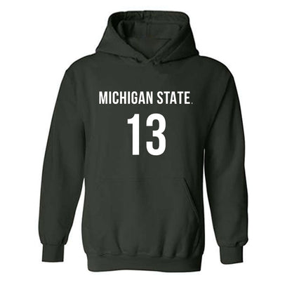 Michigan State - NCAA Women's Volleyball : Aliyah Moore - Green Replica Shersey Hooded Sweatshirt