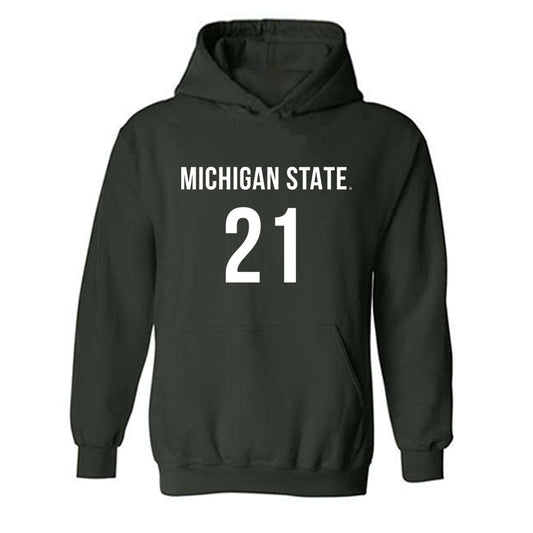 Michigan State - NCAA Women's Volleyball : Kaya Hood - Green Replica Shersey Hooded Sweatshirt