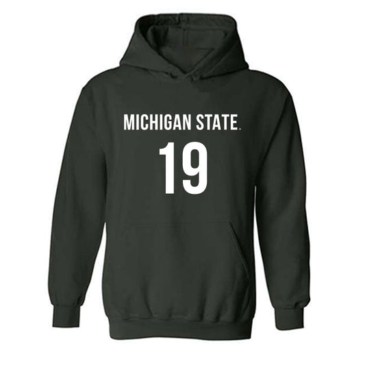 Michigan State - NCAA Women's Volleyball : Amani McArthur - Green Replica Shersey Hooded Sweatshirt