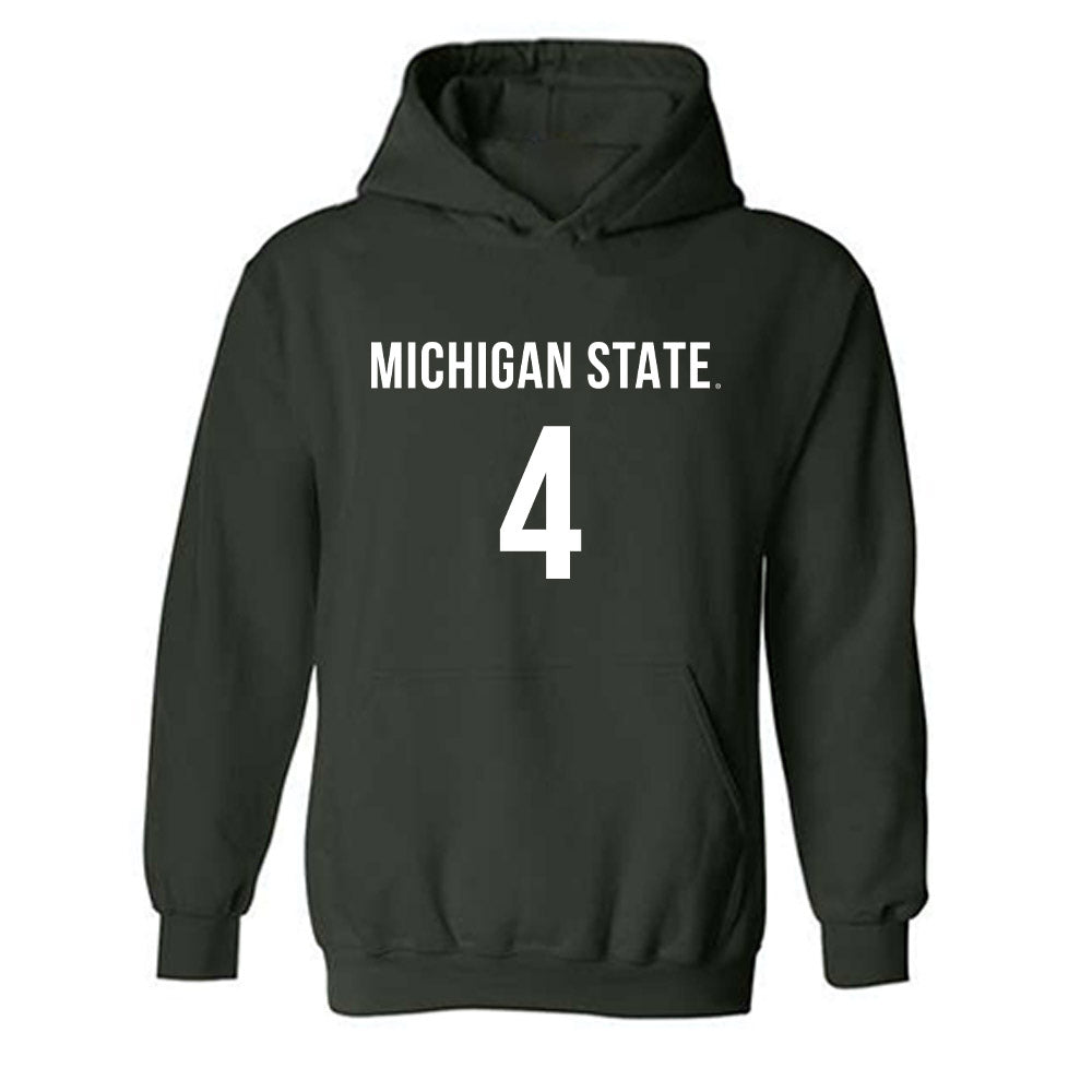 Michigan State - NCAA Women's Volleyball : Selin Aslayan - Green Replica Shersey Hooded Sweatshirt