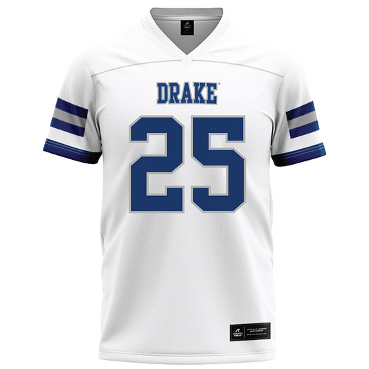Drake - NCAA Football : Taj Hughes - White Jersey