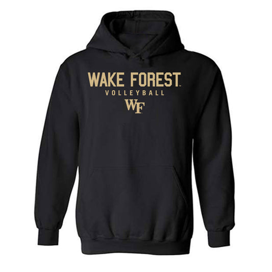 Wake Forest - NCAA Women's Volleyball : Paige Crawford - Black Classic Shersey Hooded Sweatshirt