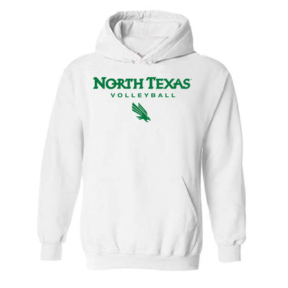North Texas - NCAA Women's Volleyball : Treyaunna Rush - White Classic Shersey Hooded Sweatshirt
