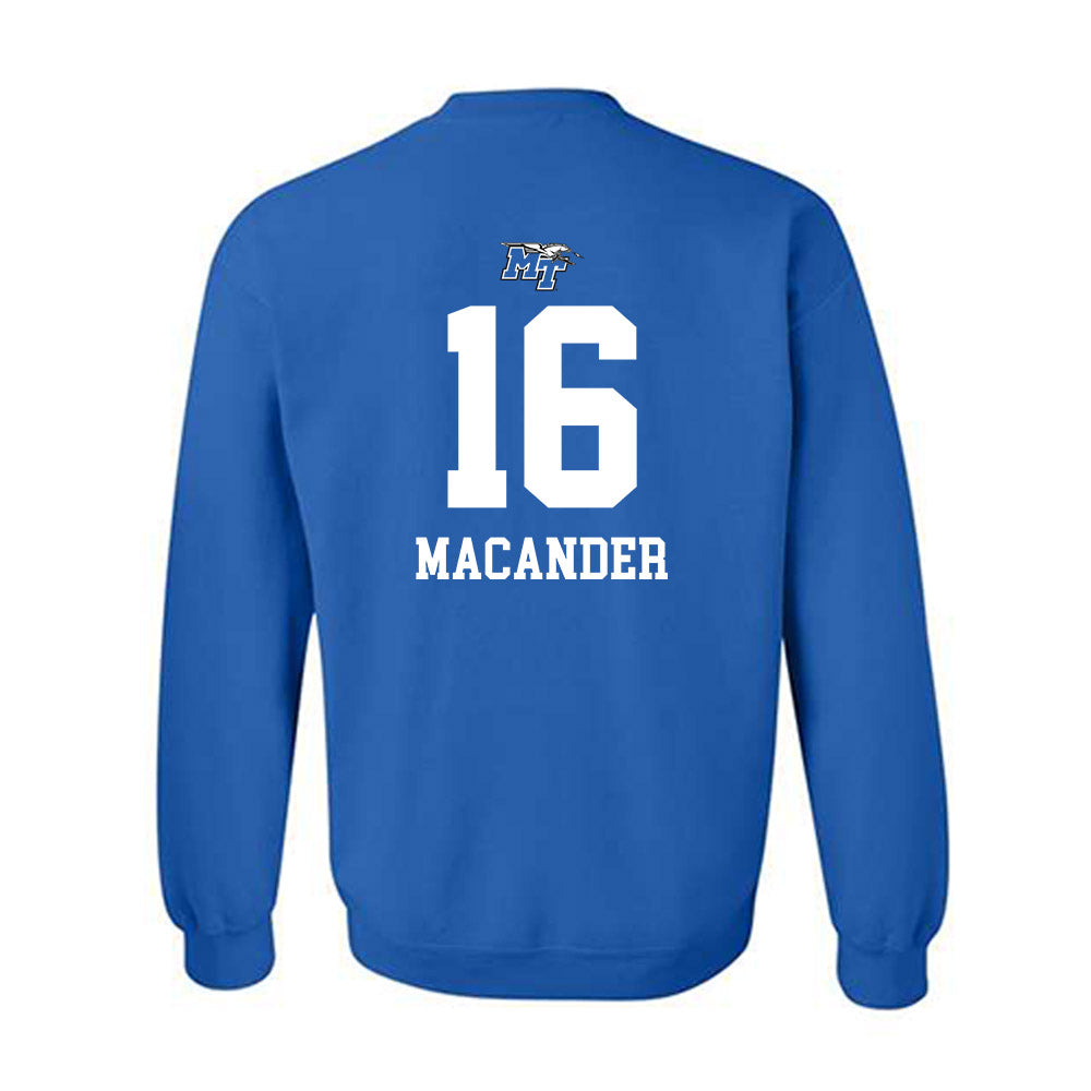 MTSU - NCAA Women's Volleyball : Caroline Macander - Royal Replica Shersey Sweatshirt