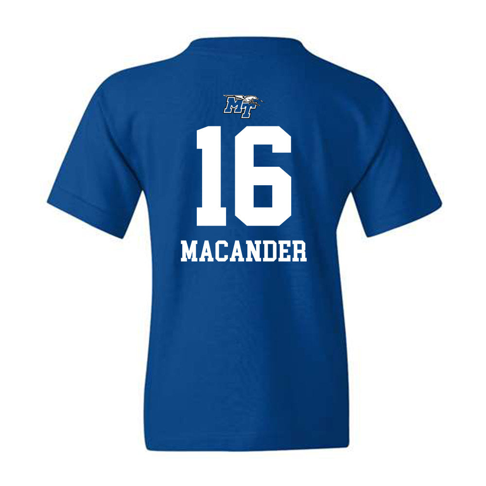 MTSU - NCAA Women's Volleyball : Caroline Macander - Royal Replica Shersey Youth T-Shirt