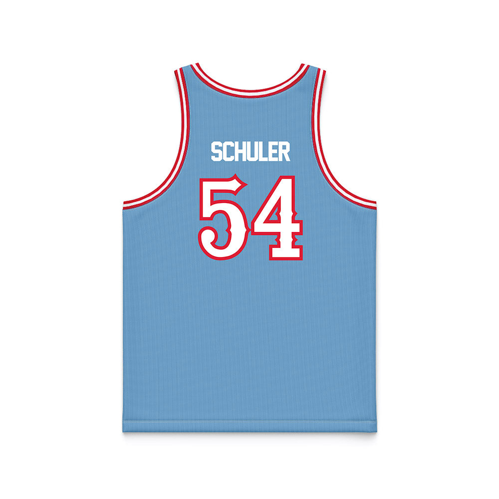 Dayton - NCAA Men's Basketball : Atticus Schuler - Chapel Blue Basketball Jersey