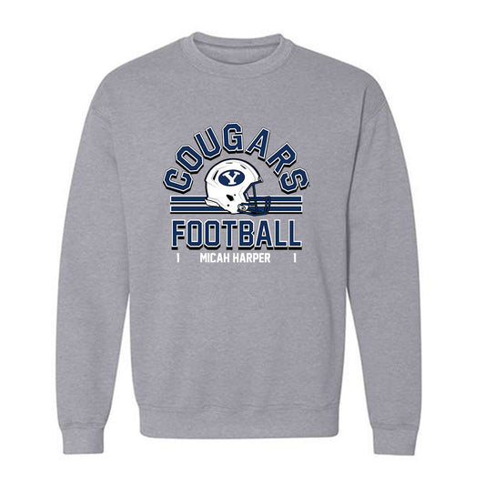 BYU - NCAA Football : Micah Harper - Grey Classic Fashion Shersey Sweatshirt