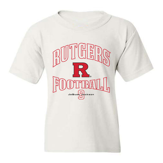 Rutgers - NCAA Football : JaQuae Jackson - White Classic Fashion Shersey Youth T-Shirt