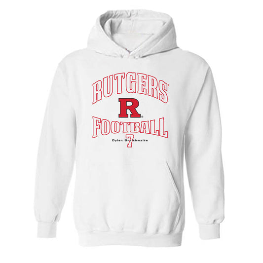 Rutgers - NCAA Football : Dylan Braithwaite - White Classic Fashion Shersey Hooded Sweatshirt