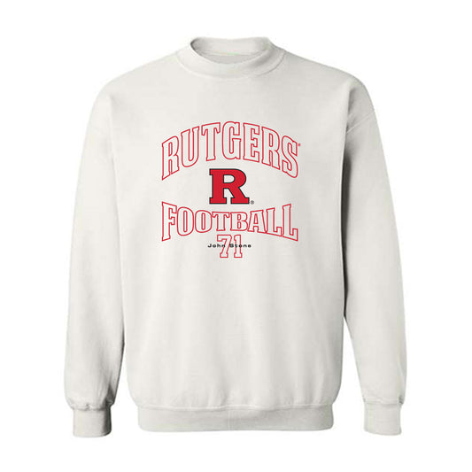 Rutgers - NCAA Football : John Stone - White Classic Fashion Shersey Sweatshirt