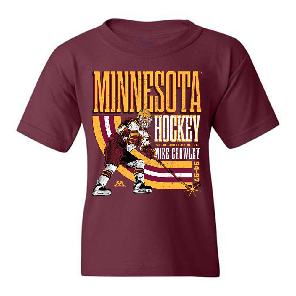 Minnesota - NCAA Men's Ice Hockey : Mike Crowley - Youth T-Shirt Individual Caricature