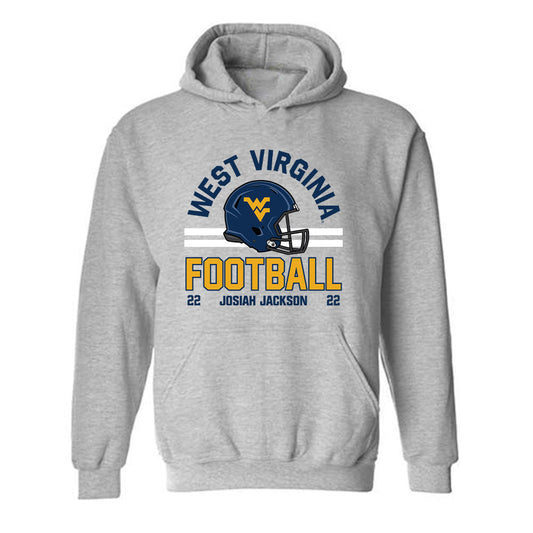 West Virginia - NCAA Football : Josiah Jackson - Grey Classic Fashion Shersey Hooded Sweatshirt