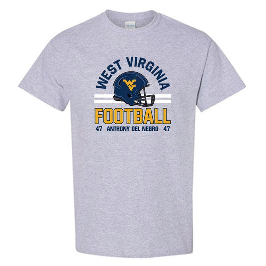 West Virginia - NCAA Football : Anthony Del Negro - Grey Classic Fashion Shersey Short Sleeve T-Shirt