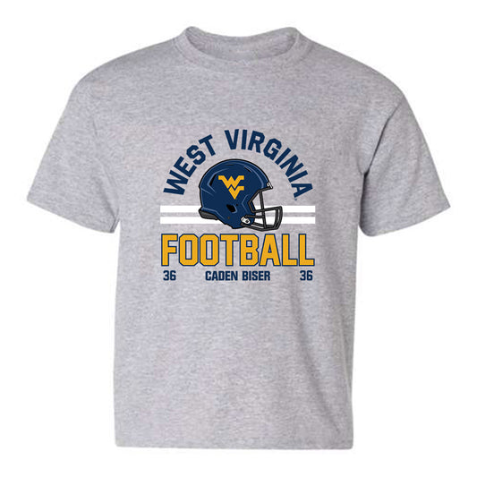 West Virginia - NCAA Football : Caden Biser - Grey Classic Fashion Shersey Youth T-Shirt