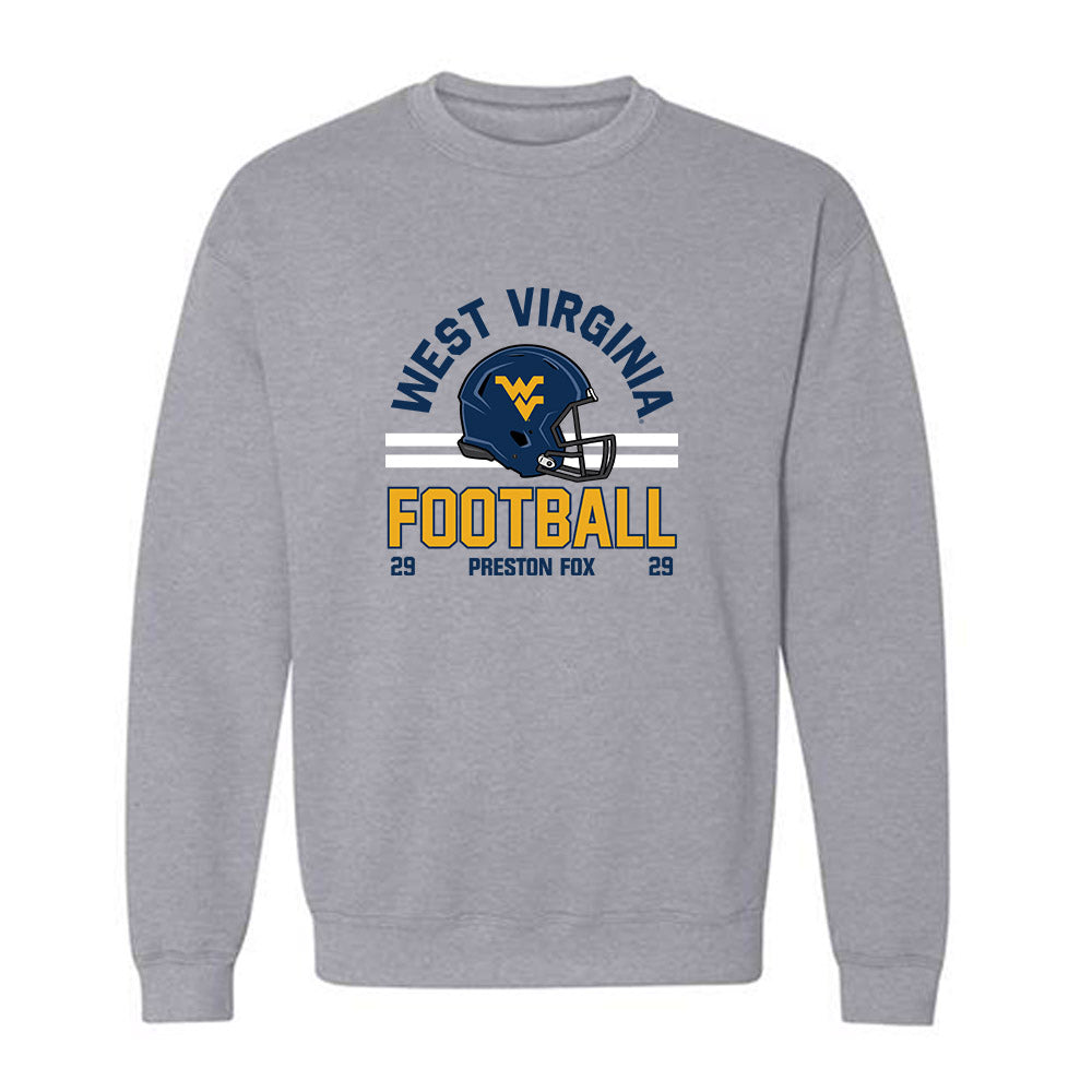 West Virginia - NCAA Football : Preston Fox - Grey Classic Fashion Shersey Sweatshirt