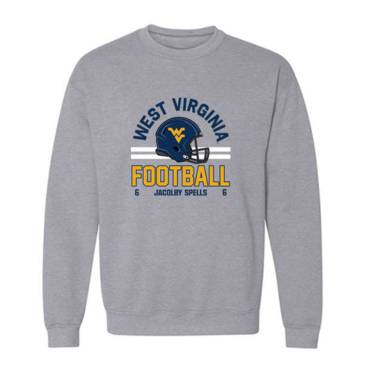 West Virginia - NCAA Football : Jacolby Spells - Grey Classic Fashion Shersey Sweatshirt