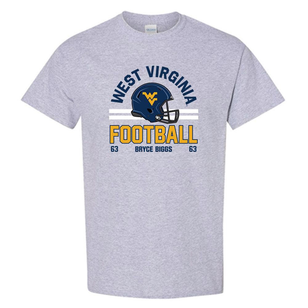 West Virginia - NCAA Football : Bryce Biggs - Grey Classic Fashion Shersey Short Sleeve T-Shirt